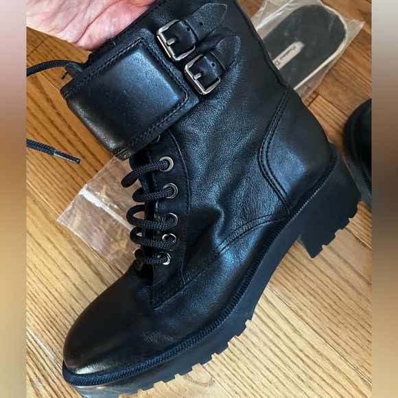 Combat black leather boots Massimo Dutti - Picture 2 of 4